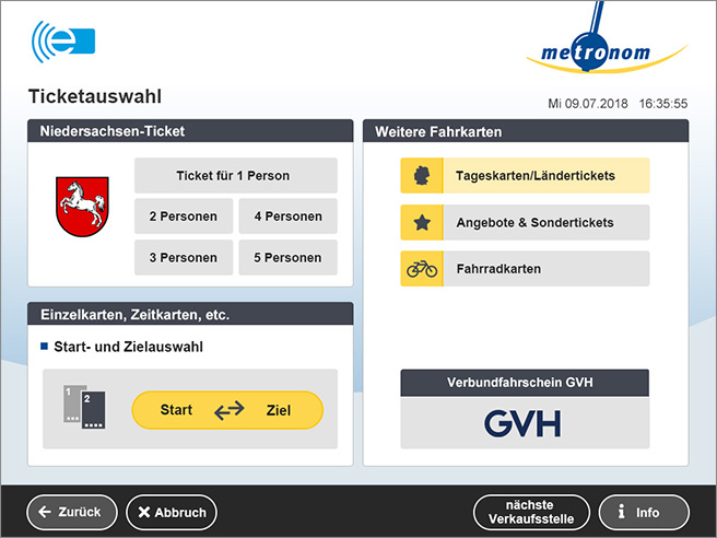 Fahrkarten Screen metronom